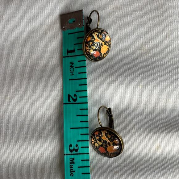 Midnight Flowers Black Cobachon Pewter Metal Earrings Whimsigoth witchy - Picture 3 of 5